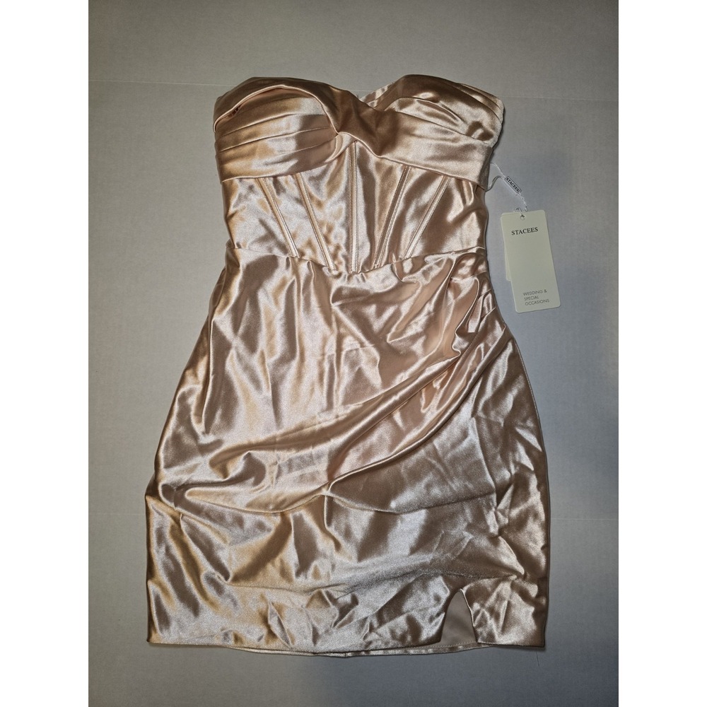 NEW Stacees Prom Homecoming Formal Dress Champagne Bodycon Short Dress W/ TAGS
